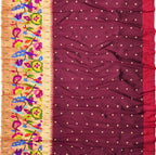 Maroon Paithani Handloom Pure Silk Lehenga Fabric - Luxurion World