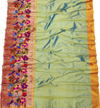 Green Paithani Handloom Pure Silk Lehenga Fabric - Luxurion World