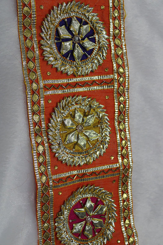 Vibrant Orange Gota Work Lace: Traditional Elegance at Its Finest ( Roll OF 9 Meter ) - Luxurion World