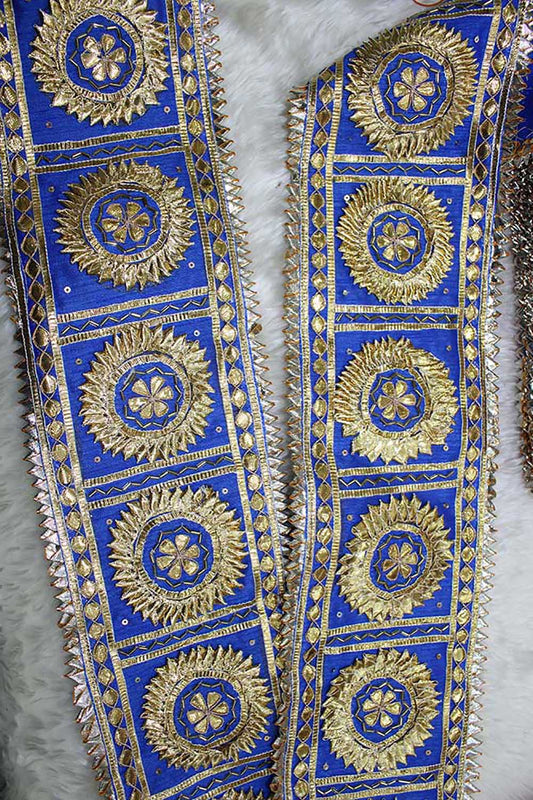 Exquisite Blue Hand Gota Work Lace: Timeless Beauty ( Roll OF 9 Meter )