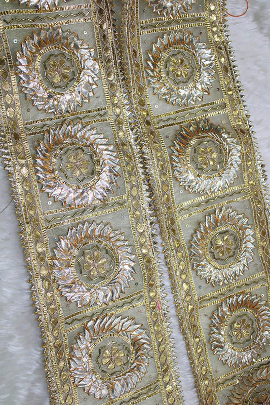 Exquisite Golden Hand Gota Work Lace: A Traditional Masterpiece of Elegance