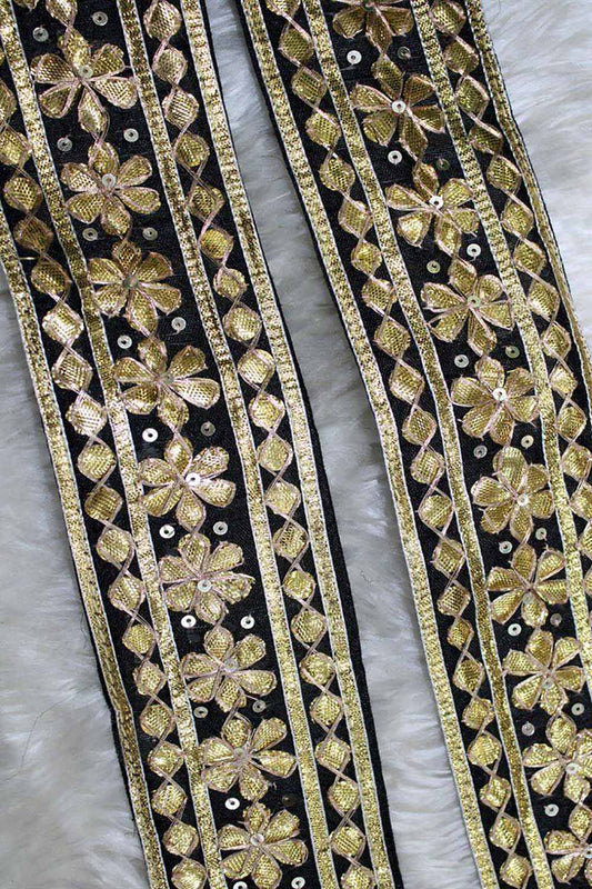 Exquisite Black Floral Gota Work Lace: Timeless Elegance - Luxurion World