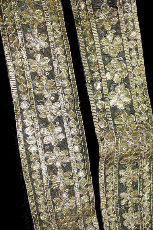 Exquisite Golden Floral Gota Lace: A Touch of Elegance