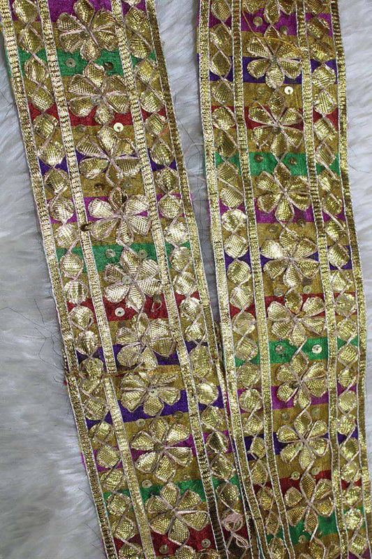 Exquisite Floral Gota Lace: Multicolor Handcrafted Beauty - Luxurion World