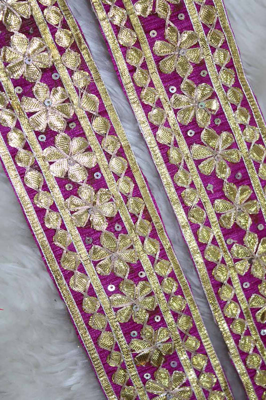 Purple Floral Gota Work Lace: Exquisite Elegance for Striking Designs - Luxurion World