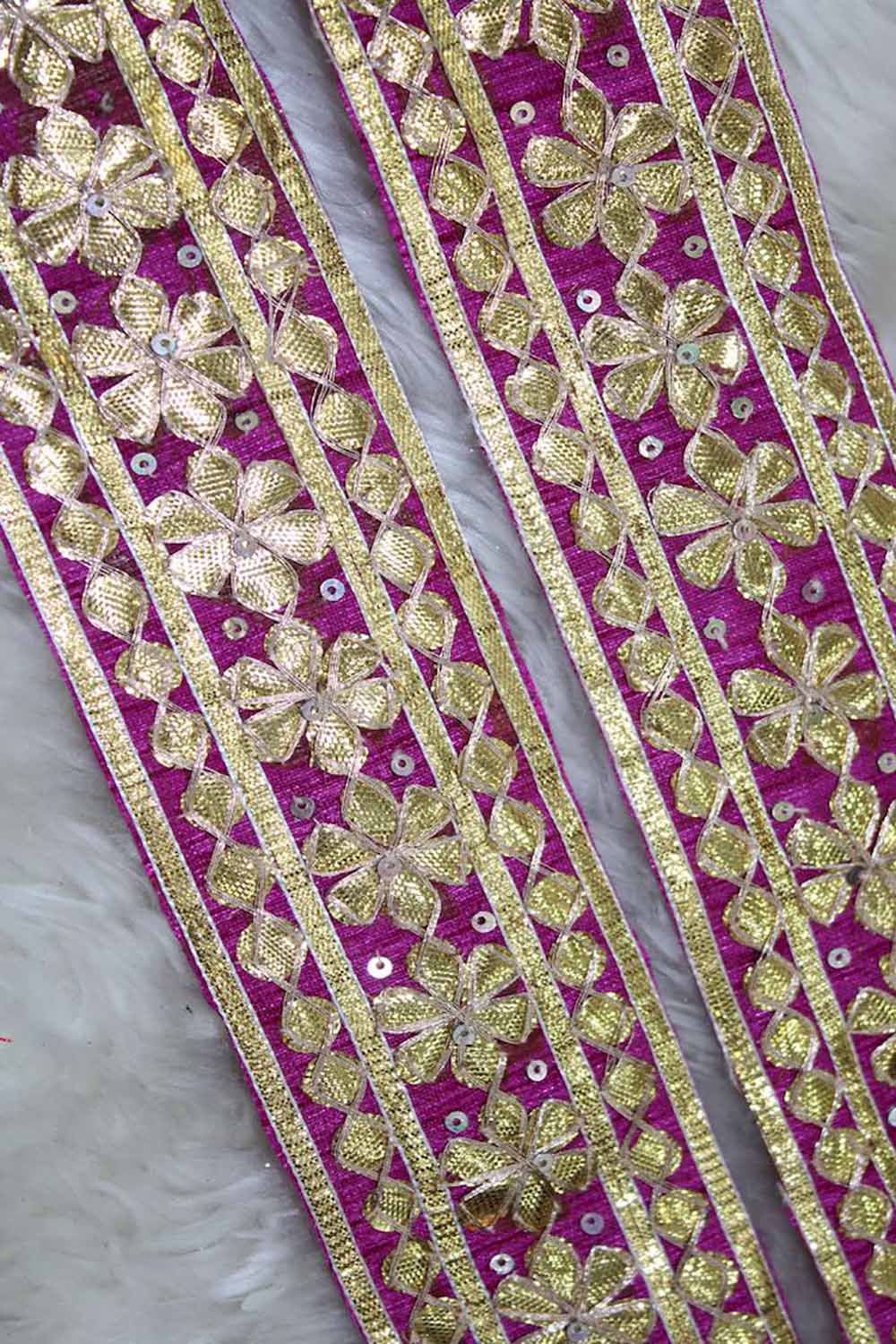 Purple Floral Gota Work Lace: Exquisite Elegance for Striking Designs - Luxurion World