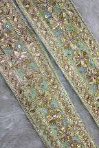 Pista Green Floral Gota Lace: Handcrafted Elegance at its Finest - Luxurion World