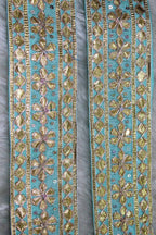 Exquisite Blue Floral Gota Lace: Elegant Designs - Luxurion World