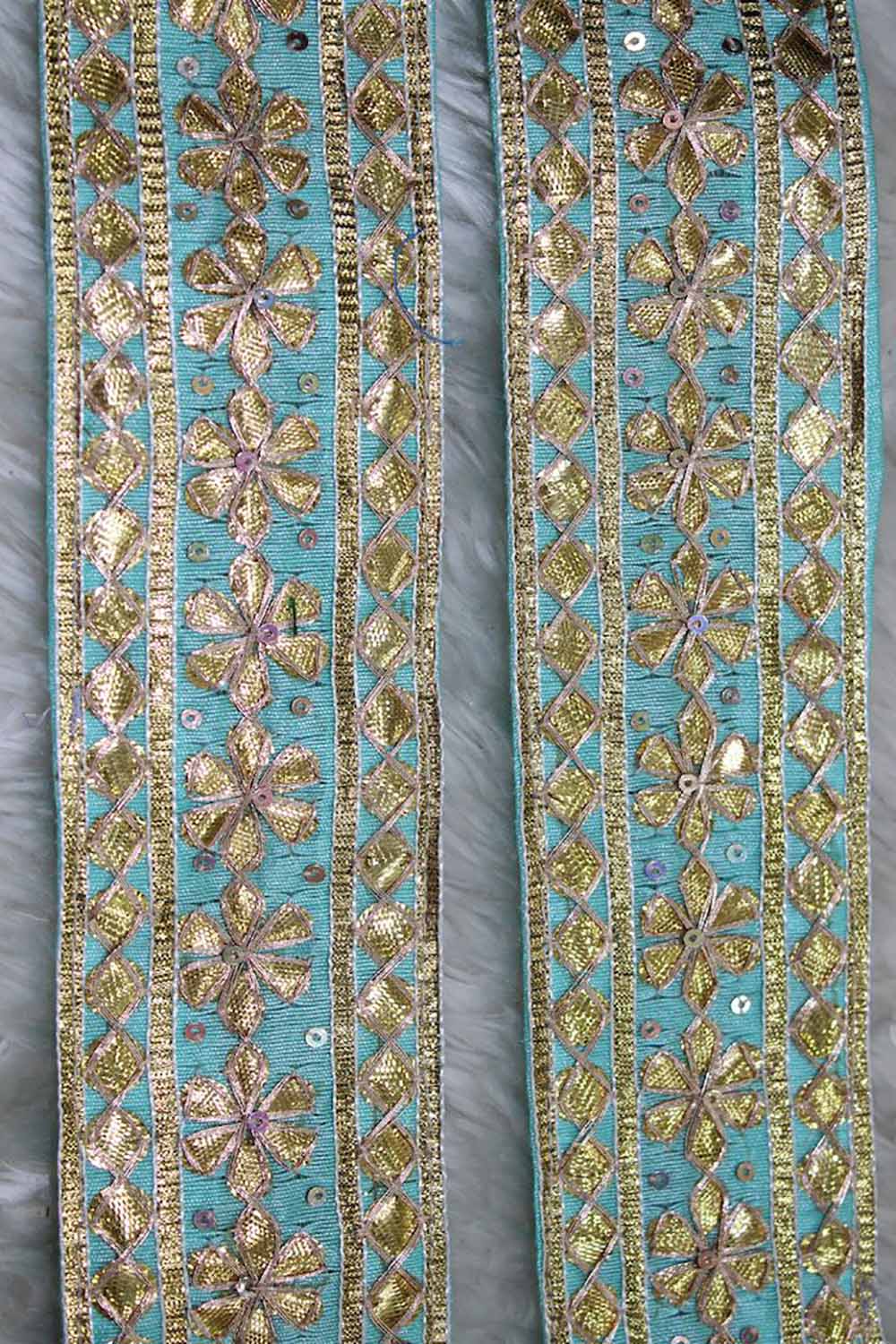 Exquisite Blue Floral Gota Lace: Elegant Designs - Luxurion World