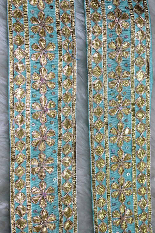 Exquisite Blue Floral Gota Lace: Elegant Designs - Luxurion World