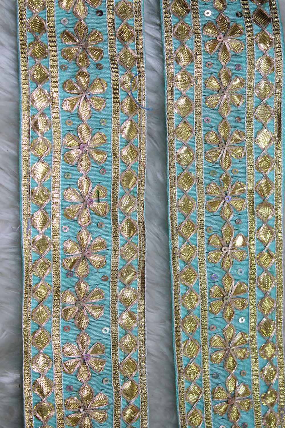 Exquisite Blue Floral Gota Lace: Elegant Designs - Luxurion World