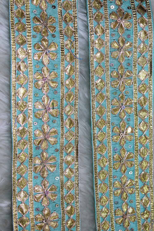 Exquisite Blue Floral Gota Lace: Elegant Designs - Luxurion World