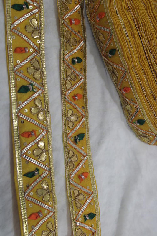 Yellow Gota Work Lace: 9 Meter Roll of Traditional Handcrafted Elegance