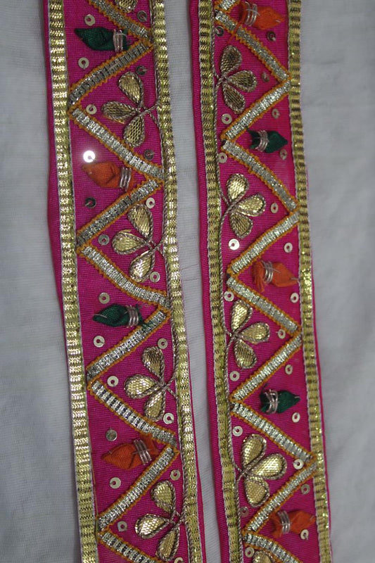 Pink Gota Work Lace: Traditional Handcrafted Beauty (9m Roll) - Luxurion World