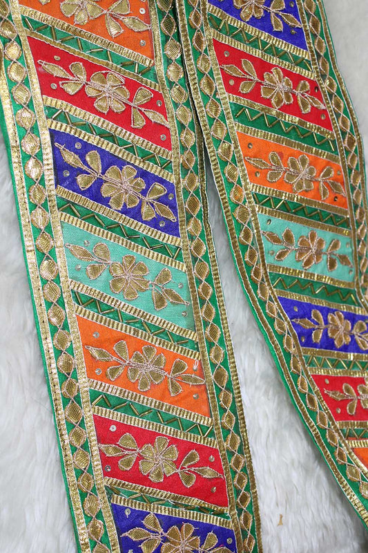 Exquisite Multicolor Gota Work Lace: 9 Meter Roll for Traditional Handcrafts - Luxurion World