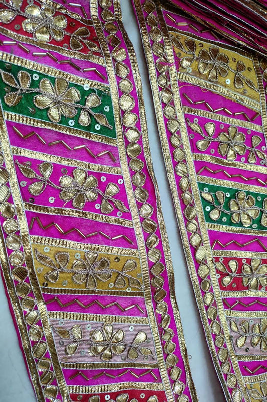 Exquisite Multicolor Hand Gota Work Lace: 9 Meter Roll - Luxurion World