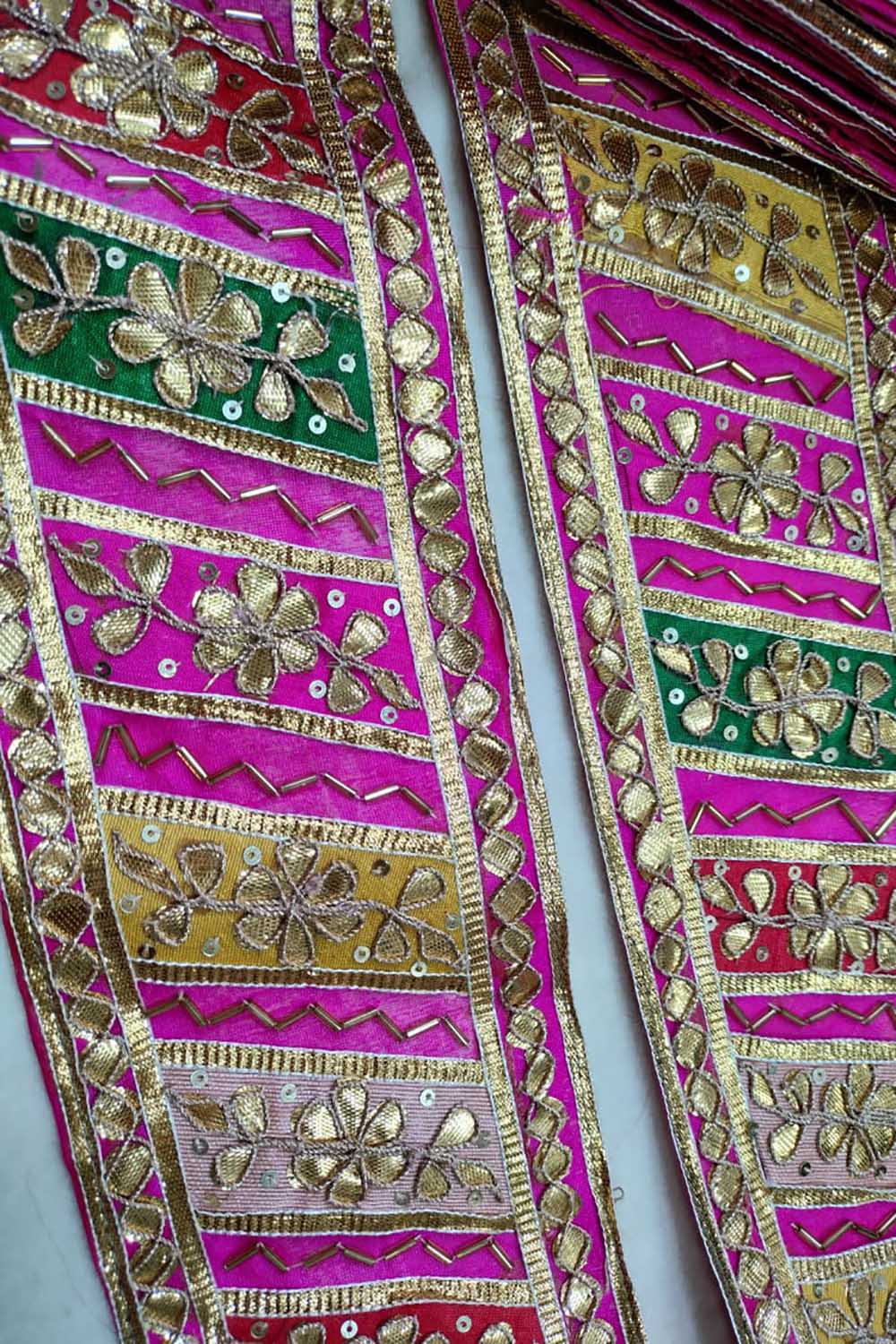 Exquisite Multicolor Hand Gota Work Lace: 9 Meter Roll - Luxurion World