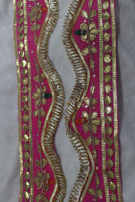 Pink Traditional Hand Gota Work Lace (9 Meter Roll) - Luxurion World
