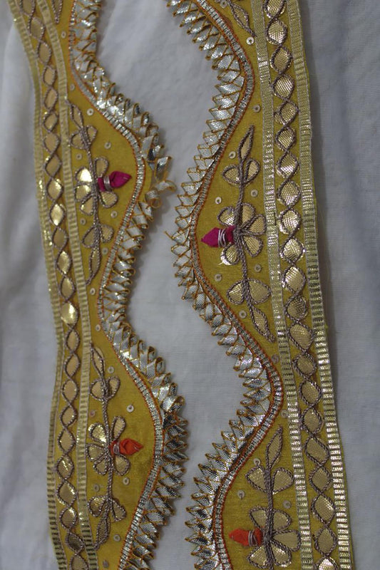 Yellow Gota Work Lace: Traditional Handcrafted Beauty (9m) - Luxurion World