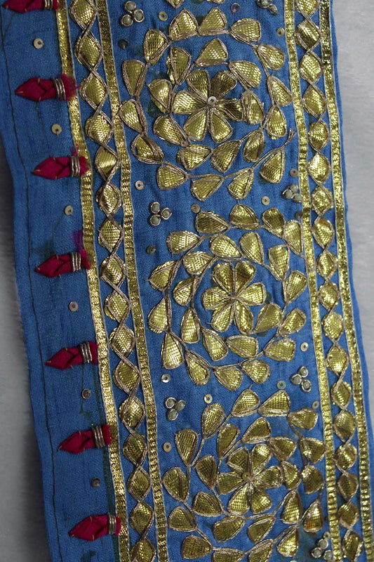 Blue Gota Work Lace: Traditional Handcrafted Beauty (9 Meter Roll)