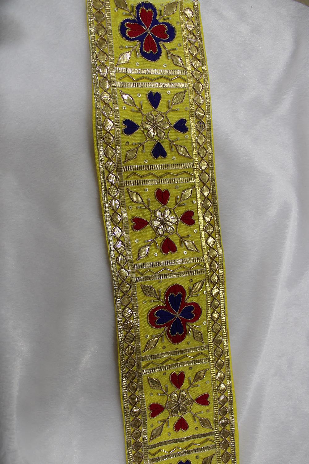 Yellow Gota Work Lace: 9 Meter Roll of Traditional Handcrafted Elegance - Luxurion World