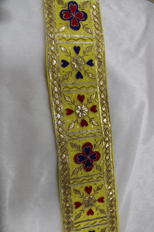 Yellow Gota Work Lace: 9 Meter Roll of Traditional Handcrafted Elegance - Luxurion World