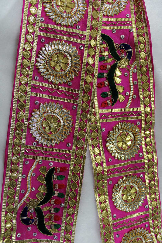 Pink Hand Gota Work Lace: Traditional Elegance in 9 Meters - Luxurion World