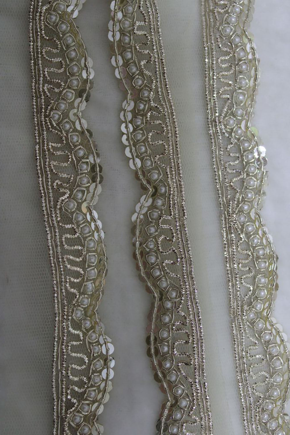 Exquisite Golden Sequins Lace: A Trendy Handcrafted Masterpiece ( Roll OF 9 Meter ) - Luxurion World