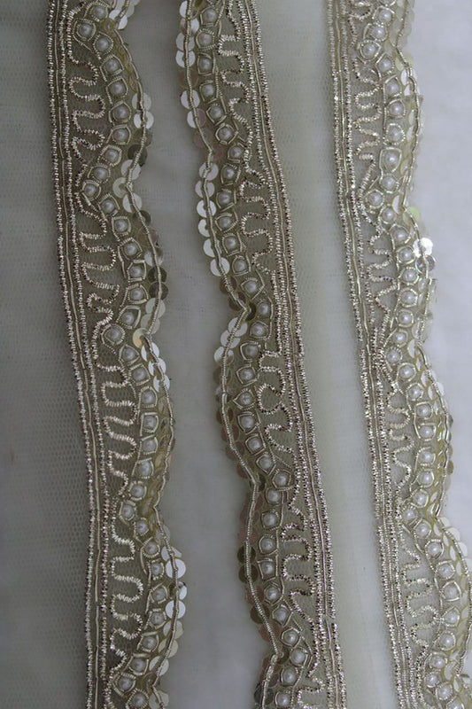 Exquisite Golden Sequins Lace: A Trendy Handcrafted Masterpiece ( Roll OF 9 Meter ) - Luxurion World