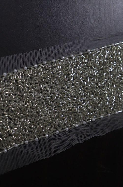 Exquisite Golden Cutdana Beads Embroidered Lace: A Masterpiece of Elegance ( Roll OF 9 Meter ) - Luxurion World