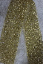 Exquisite Golden Cutdana Beads Embroidered Lace for Glamorous Attire ( Roll OF 9 Meter ) - Luxurion World