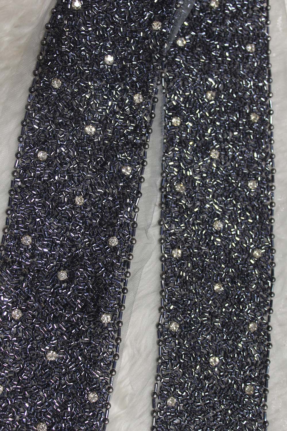 Elegant Black Lace with Cutdana Beads Embellishment ( Roll OF 9 Meter ) - Luxurion World