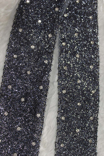 Elegant Black Lace with Cutdana Beads Embellishment ( Roll OF 9 Meter ) - Luxurion World