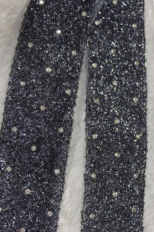 Elegant Black Lace with Cutdana Beads Embellishment ( Roll OF 9 Meter ) - Luxurion World