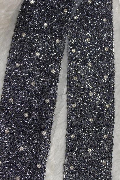 Elegant Black Lace with Cutdana Beads Embellishment ( Roll OF 9 Meter ) - Luxurion World