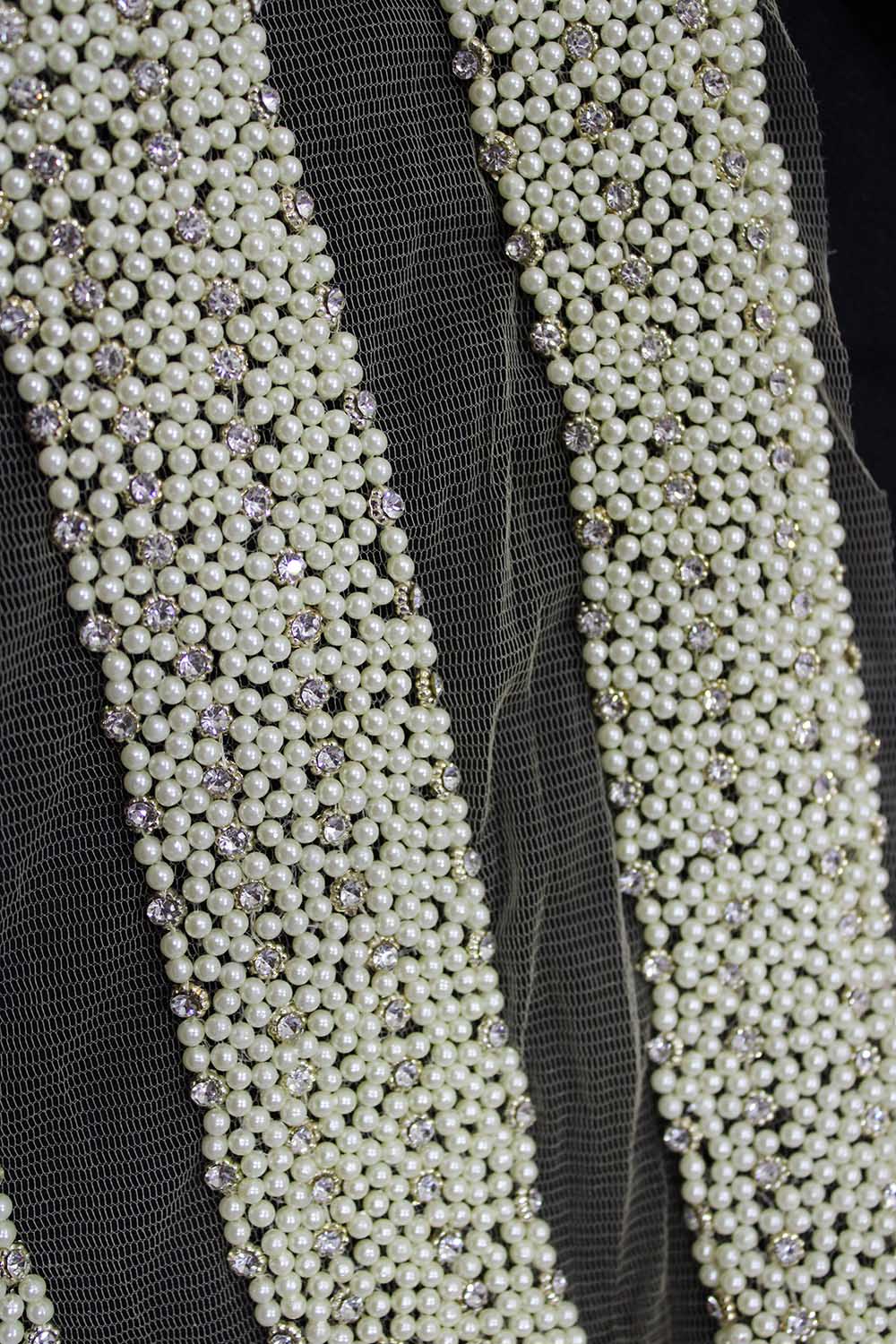 Elegant Off White Pearl Handwork Lace: A Timeless Beauty ( Roll OF 9 Meter ) - Luxurion World