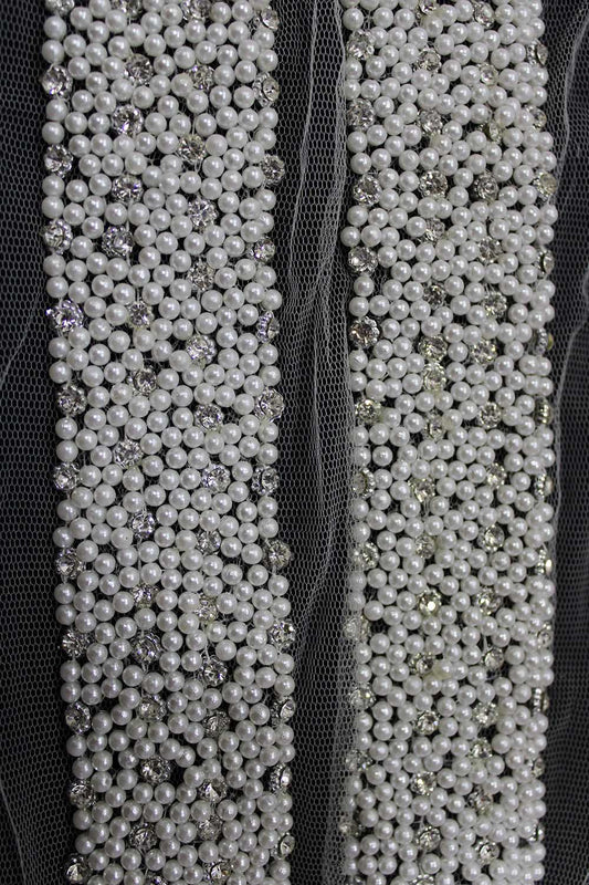 Elegant Off White Pearl Handwork Lace: A Timeless Beauty ( Roll OF 9 Meter ) - Luxurion World