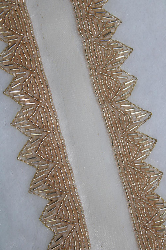 Golden Handwork Lace: 9 Meter Roll of Embellished Elegance
