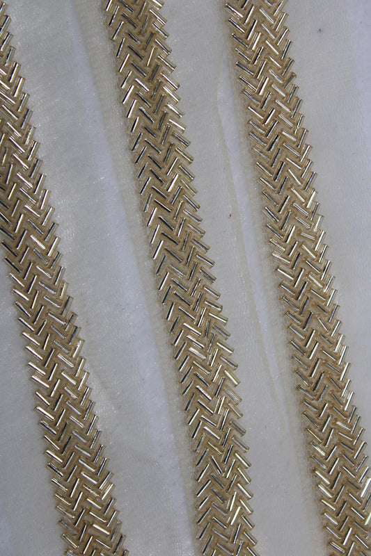 Golden Handwork Lace: 9 Meter Roll of Embellished Elegance