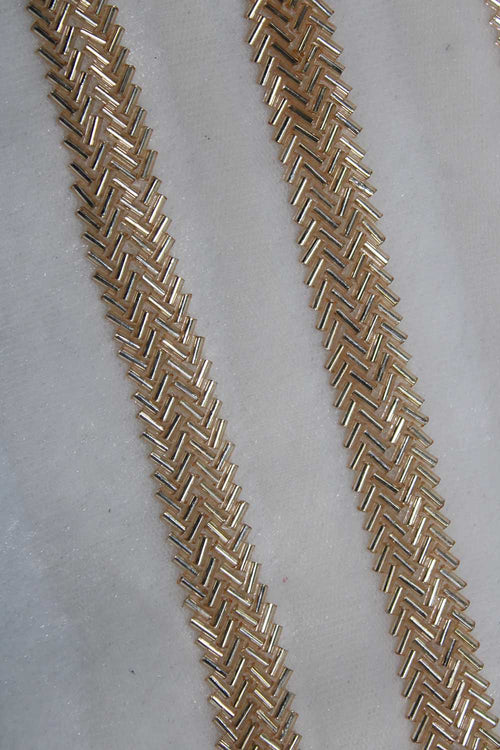 Golden Handwork Lace: 9 Meter Roll of Embellished Elegance - Luxurion World