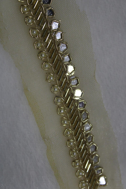 Golden Handwork Lace: 9m Roll of Embellished Elegance