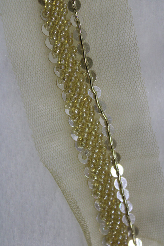 Golden Handwork Lace: 9m Roll of Embellished Elegance