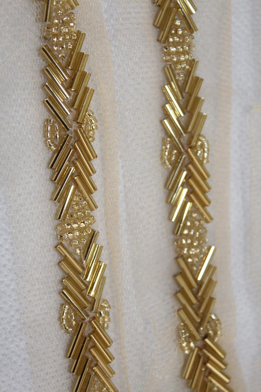 Golden Handwork Lace: 9m Roll of Embellished Elegance - Luxurion World