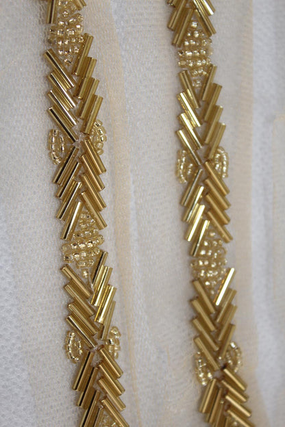 Golden Handwork Lace: 9m Roll of Embellished Elegance - Luxurion World