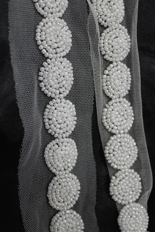 White Handwork Lace: 9 Meter Roll of Embellished Elegance - Luxurion World