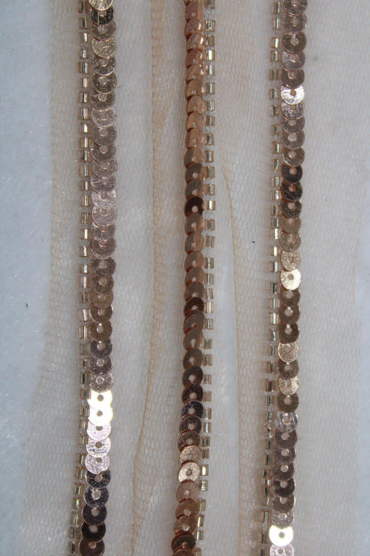 Exquisite Golden Beads And Sequins Handwork Lace: A Masterpiece of Embellishment ( Roll OF 9 Meter ) - Luxurion World