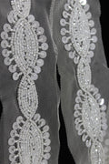 Elegant White Lace with Exquisite Beads And Sequins Handwork Embellishments ( Roll OF 9 Meter ) - Luxurion World