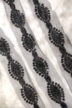 Elegant Black Lace with Intricate Beads And Sequins Handwork Embellishments ( Roll OF 9 Meter ) - Luxurion World