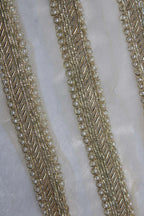 Exquisite Golden Beads And Pearl Work Handwork Lace: A Masterpiece of Embellishment ( Roll OF 9 Meter ) - Luxurion World