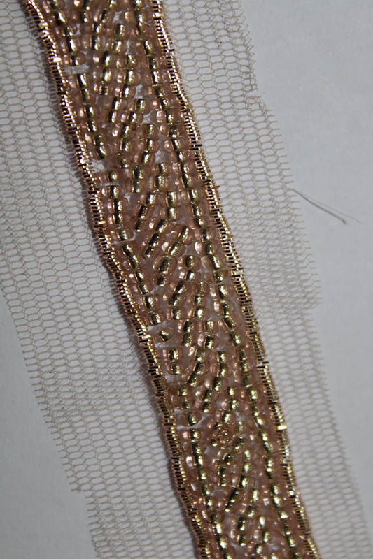 Exquisite Golden Handwork Lace: A Masterpiece of Embellishment ( Roll OF 9 Meter ) - Luxurion World